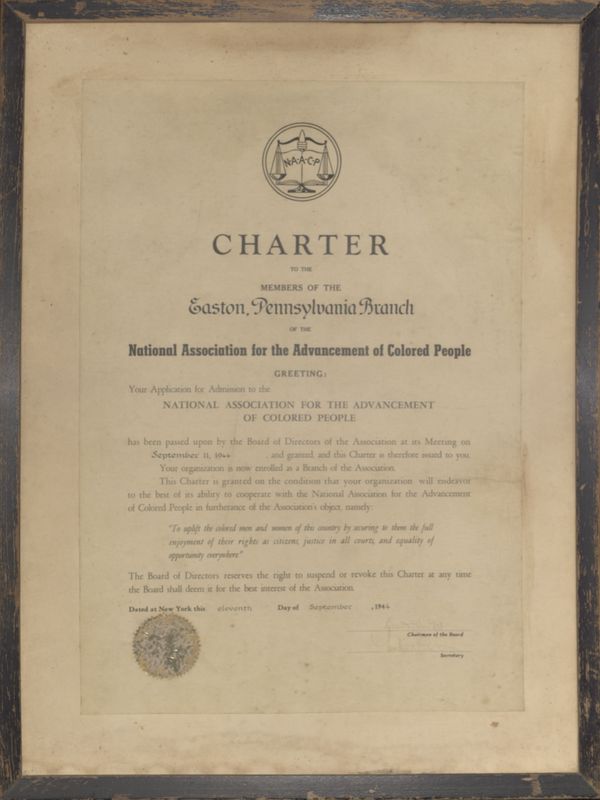 Charter for the Easton Branch of the NAACP

