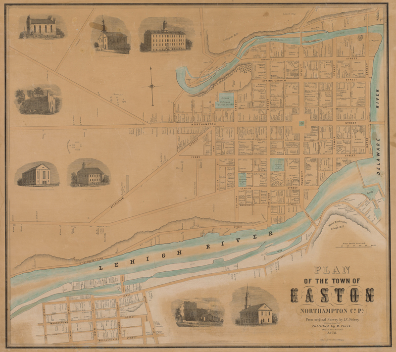 1770 PA MAP Easton Bethlehem Allentown Lancaster Old Pennsylvania History  HUGE! 