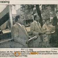 Newspaper article about the fifth annual African-American flag raising ceremony organized by the Easton Branch of the NAACP
