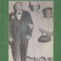 Book cover illustrating two women in white holiday dresses and a man in a formal attire.